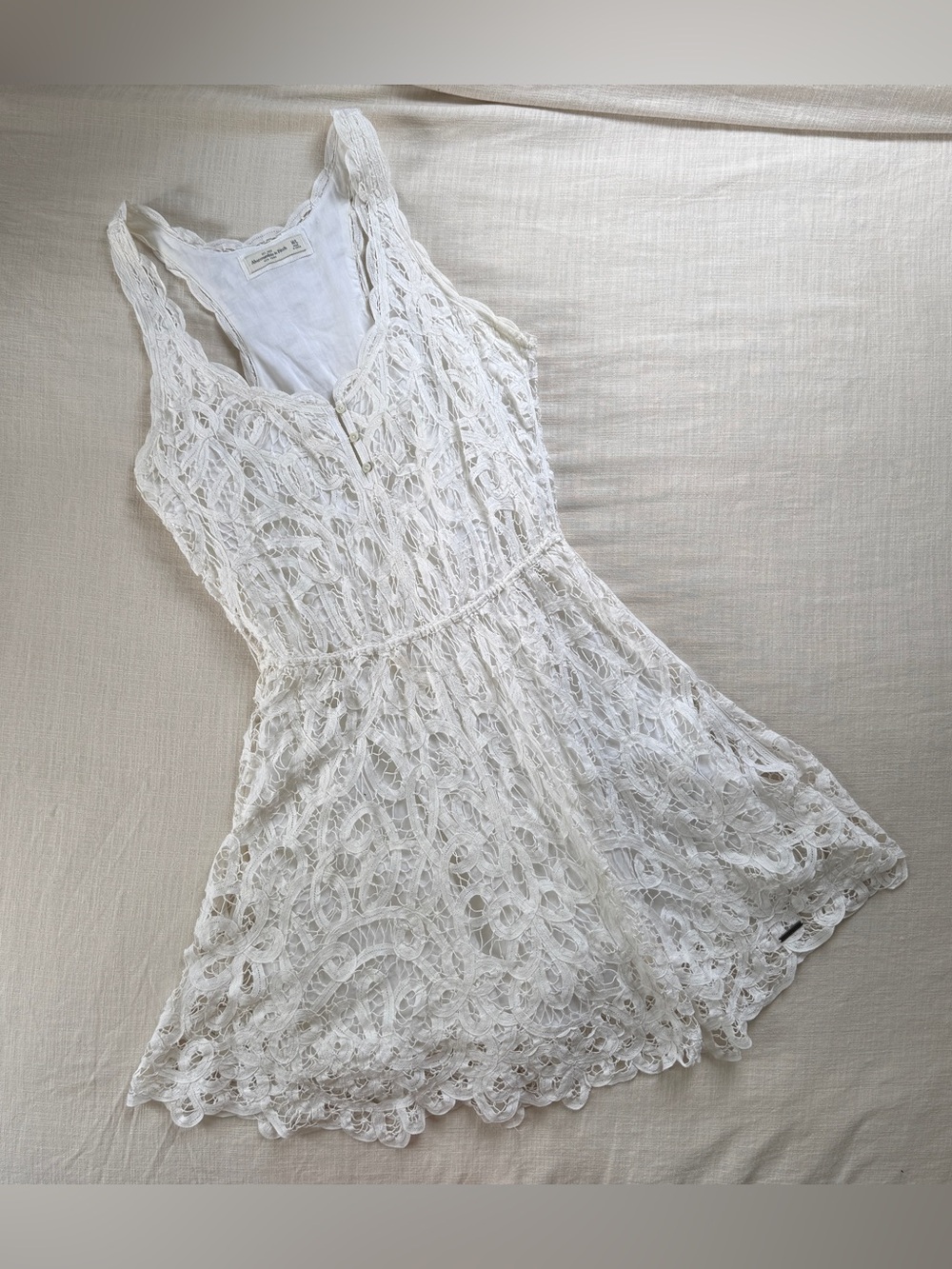 Abercrombie & Fitch 2010s Vintage White Cotton Lace Dress M/L Boho Cottagecore